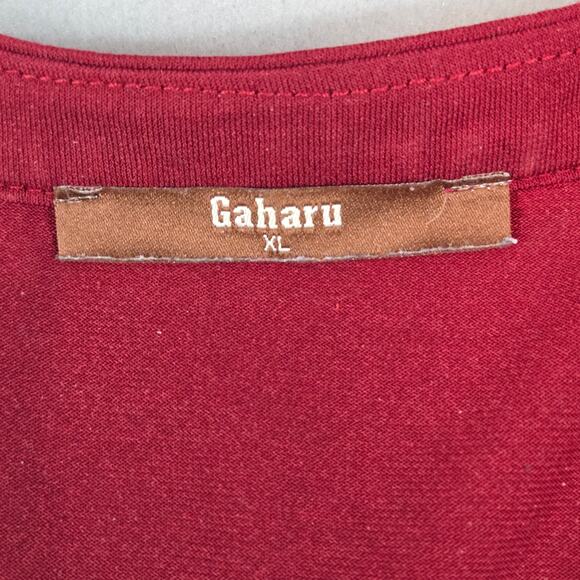 Gaharu Women's Whimsy Polyester Burgandy V-Neck 3/4 Sleeve Flowy Top XL - Picture 6 of 14